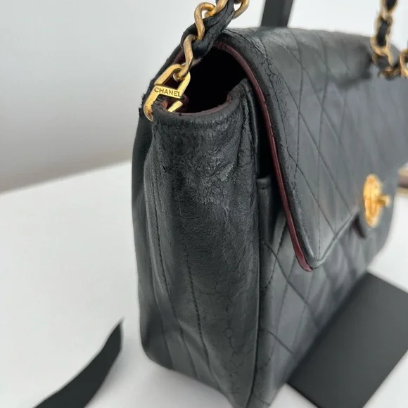 Chanel Vintage Quilted Lambskin 24k Gold Hardware Crossbody Bag
